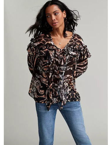 Freemans Animal Print Ruffle Detail Blouse