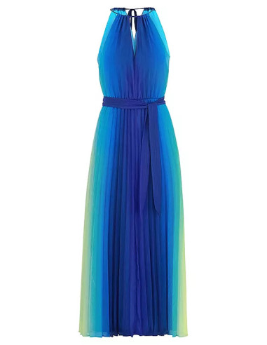 Kaleidoscope Blue Pleated Ombre Maxi Dress