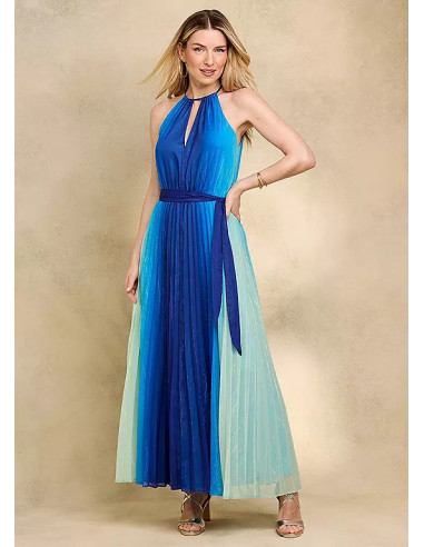 Kaleidoscope Blue Pleated Ombre Maxi Dress