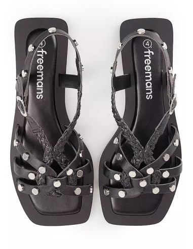 Freemans Leather Plaited Stud Flat Sandals