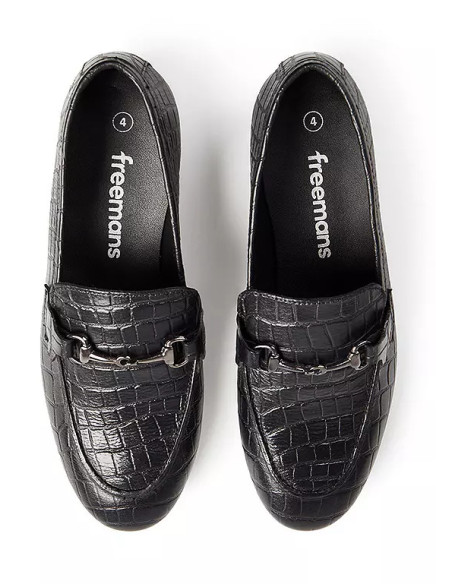 Freemans Black Croc Loafers