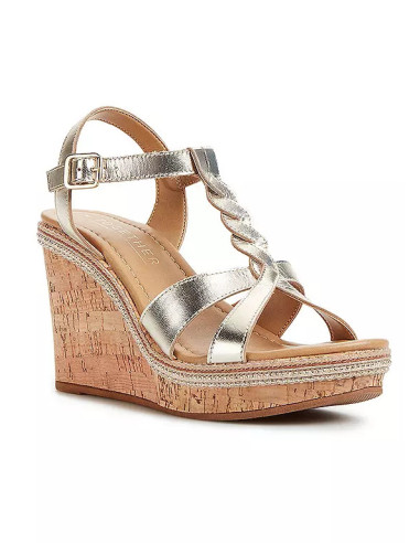 Together Gold Italian Leather Twisted Wedges