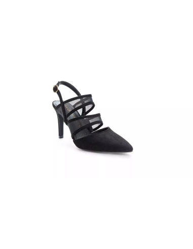 Kaleidoscope Black Mesh Court Shoes