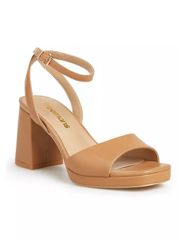 Freemans Nude Square Toe Platform Heeled Sandals