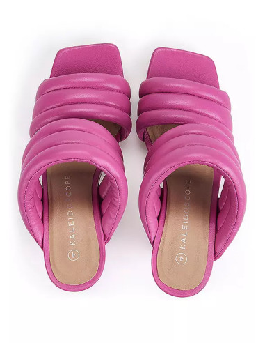 Kaleidoscope Magenta Leather Padded Double Strap Mules