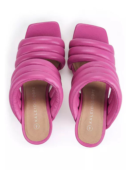 Kaleidoscope Magenta Leather Padded Double Strap Mules