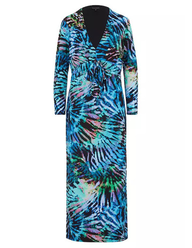 Kaleidoscope Print Waterfall Front Maxi Dress