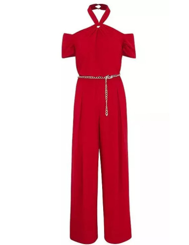 STAR by Julien Macdonald Red Jersey Halter Neck Jumpsuit