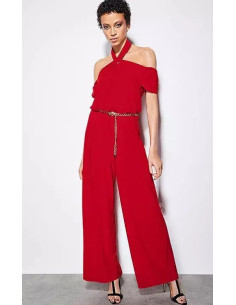 STAR by Julien Macdonald Red Jersey Halter Neck Jumpsuit 2