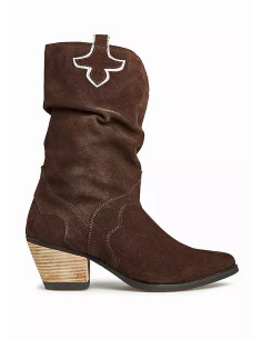 Freemans Chocolate Suede Slouch Cuban Heel Western Boots 2