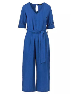 Love Mark Heyes Linen Mix Belted Wrap Jumpsuit