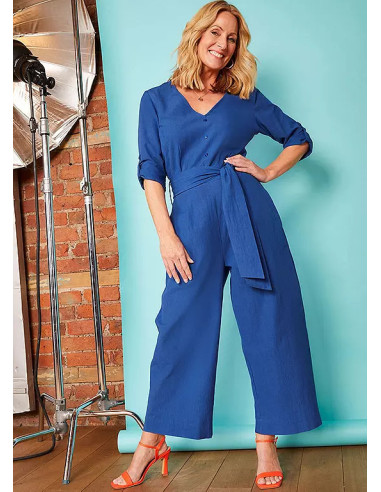 Love Mark Heyes Linen Mix Belted Wrap Jumpsuit