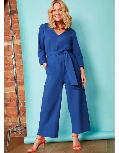 Love Mark Heyes Linen Mix Belted Wrap Jumpsuit