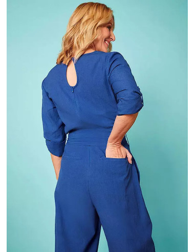 Love Mark Heyes Linen Mix Belted Wrap Jumpsuit