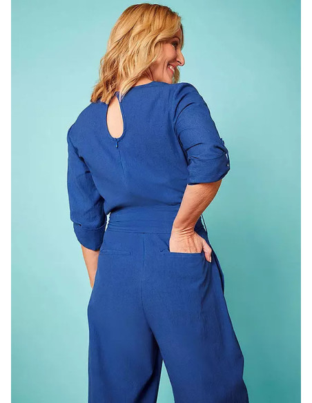 Love Mark Heyes Linen Mix Belted Wrap Jumpsuit