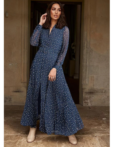 Together Navy Print Spot Shirt Maxi Dress