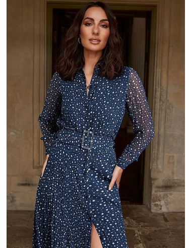 Together Navy Print Spot Shirt Maxi Dress