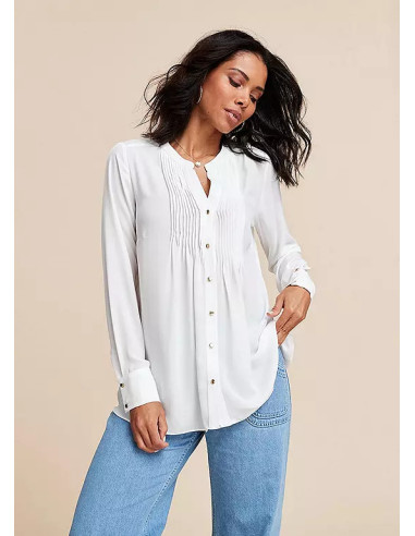 Freemans White Pintuck Blouse