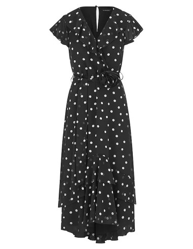 Kaleidoscope Mono Spot Print Wrap Corsage Dress