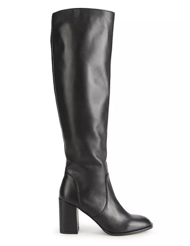 Freemans Block Heel Black Leather Long Boots