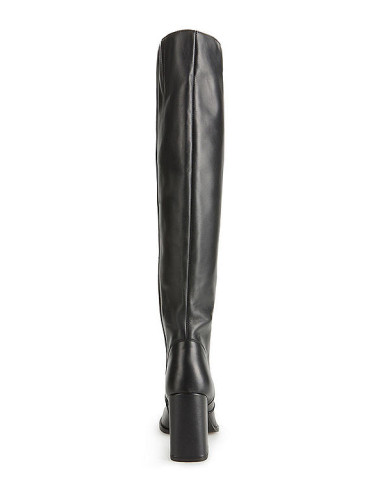 Freemans Block Heel Black Leather Long Boots