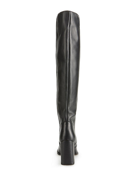 Freemans Block Heel Black Leather Long Boots