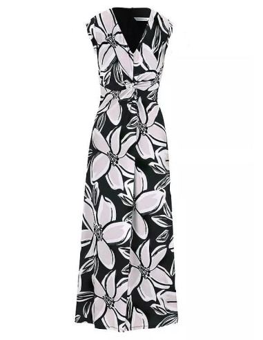 Kaleidoscope Mono Floral Knot Front Maxi Dress