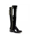 Lunar Monique Ladies Black Leather Side Zip Knee High Boots