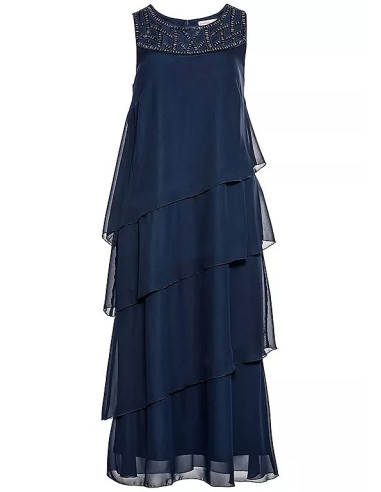 Sheego Blue Plus Size Layered Evening Dress