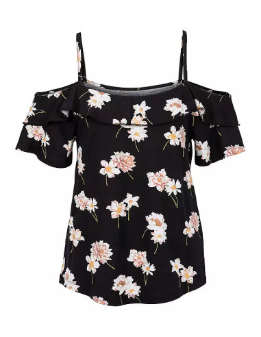 BodyFlirt Off-The-Shoulder Black Floral Top