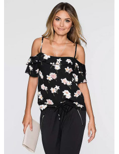 BodyFlirt Off-The-Shoulder Black Floral Top 2