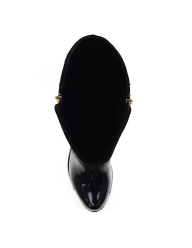 Lunar Monique Ladies Black Leather Side Zip Knee High Boots