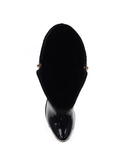 Lunar Monique Ladies Black Leather Side Zip Knee High Boots