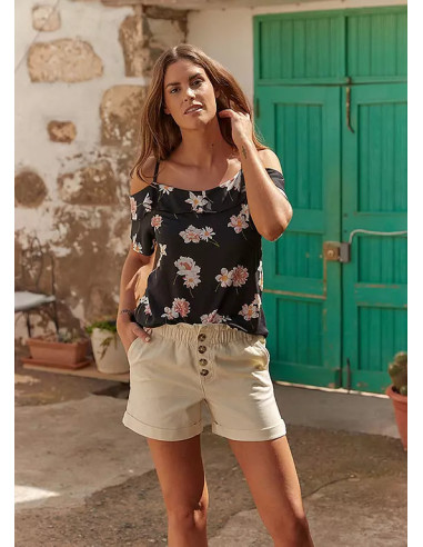 BodyFlirt Off-The-Shoulder Black Floral Top