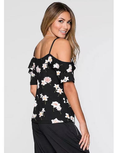 BodyFlirt Off-The-Shoulder Black Floral Top