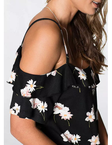 BodyFlirt Off-The-Shoulder Black Floral Top