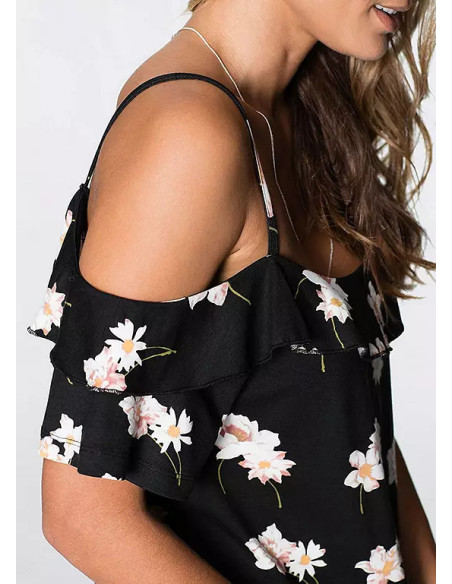 BodyFlirt Off-The-Shoulder Black Floral Top