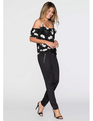 BodyFlirt Off-The-Shoulder Black Floral Top