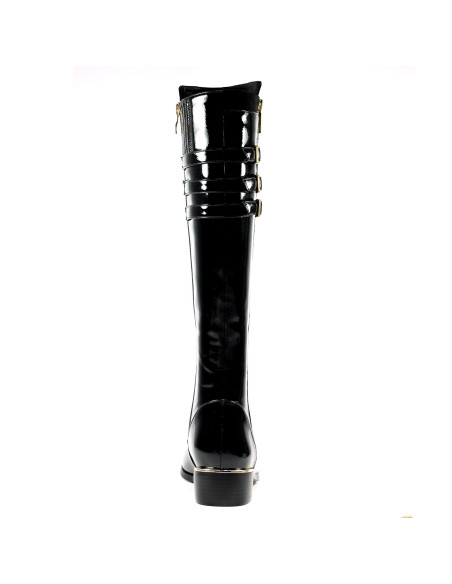 Lunar Monique Ladies Black Leather Side Zip Knee High Boots