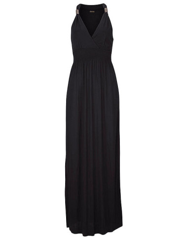 LASCANA V Neck Jersey Plus Size Maxi Dress with Strap Detail