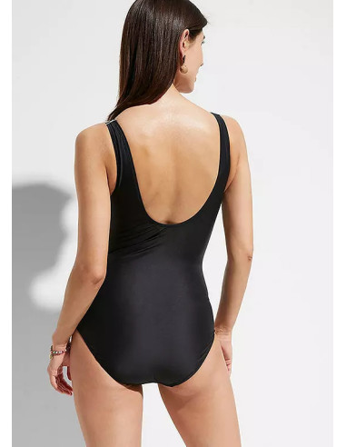 bonprix Black Chequered Print Shaper Plus Size Swimsuit