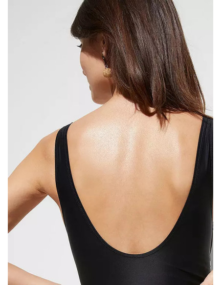 bonprix Black Chequered Print Shaper Plus Size Swimsuit