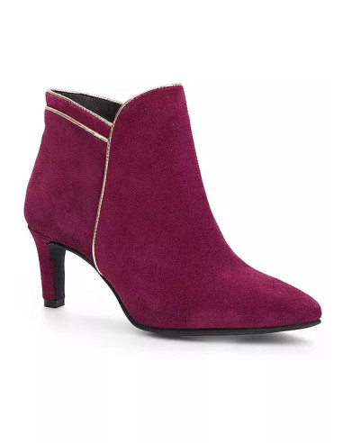 Kaleidoscope Burgundy Suede & Metallic Piping Ankle Boots