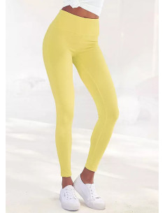 LASCANA Sporty Soft Cotton Yellow Plus Size Leggings 2