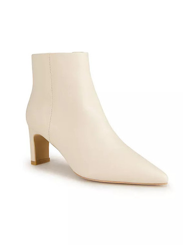 Freemans Cream Leather Heeled Ankle Boots