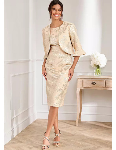 Kaleidoscope Champagne Floral Jacquard Dress & Jacket