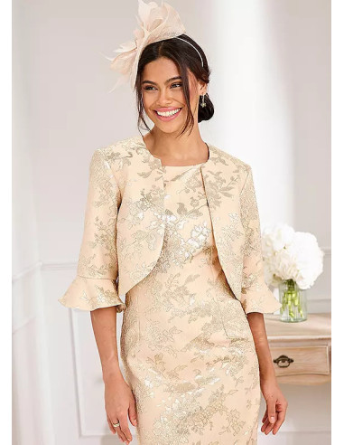 Kaleidoscope Champagne Floral Jacquard Dress & Jacket