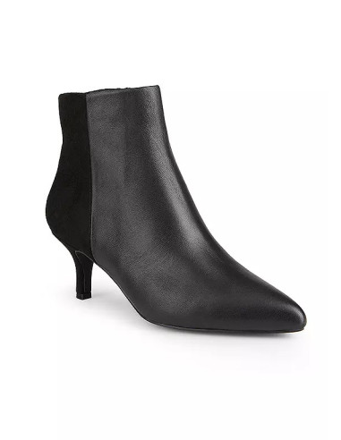 Freemans Kitten Heel Black Leather Suede Ankle Boots