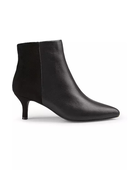 Freemans Kitten Heel Black Leather Suede Ankle Boots
