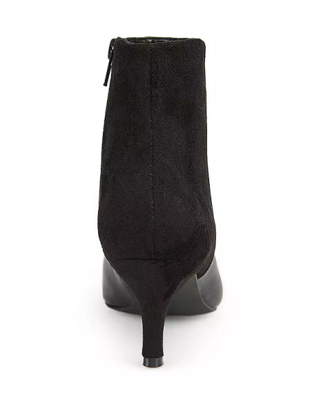 Freemans Kitten Heel Black Leather Suede Ankle Boots